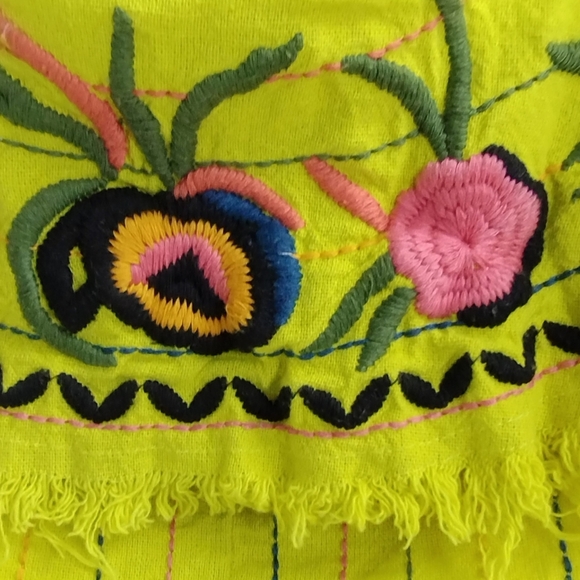 Red Carter Revolve Alta Bright‎ Yellow Embroidered Crop Top - Picture 5 of 12